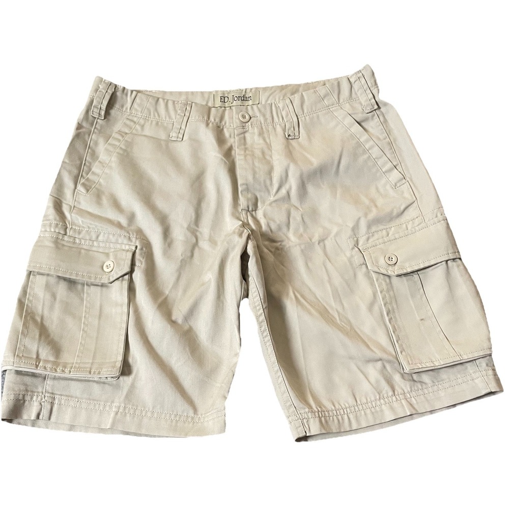 Ed Jordan Khaki Cargo Shorts Mens Sz 30 Cotton Blend Hiking Camping Outdoor